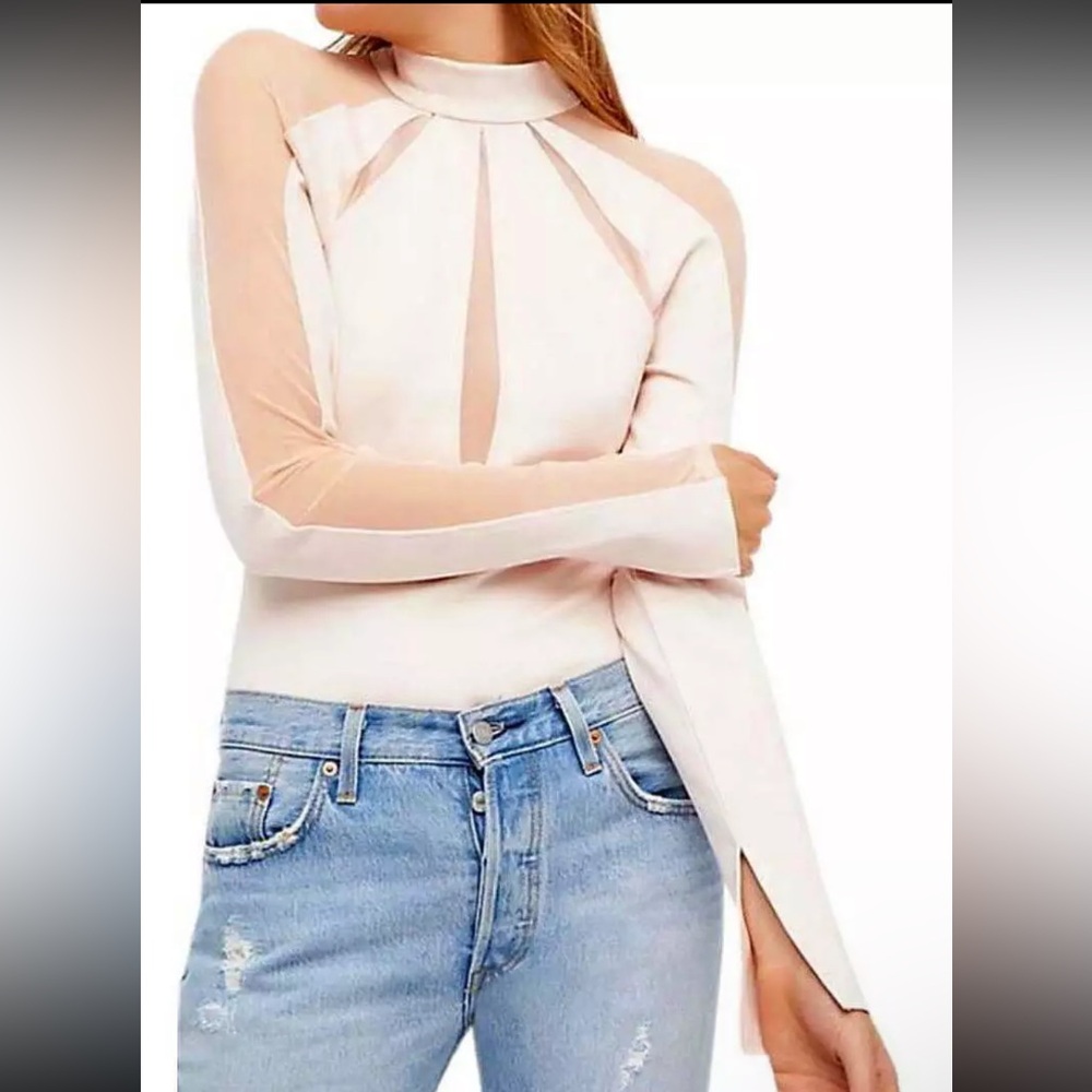 Like NEW!! M Free People Blush Pink Monarch Cutouts Top